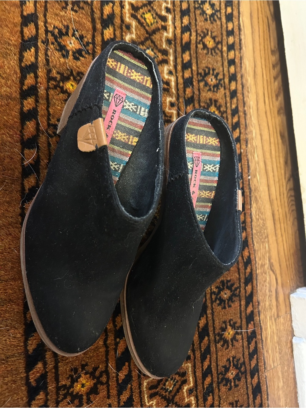 Rocket Dog Black Suede Slip-On Clog Mules